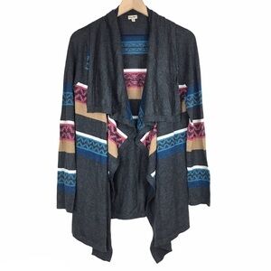 CHIP & PEPPER Cardigan Sweater Drape Open Front Southwestern Aztec Boho Size S/M